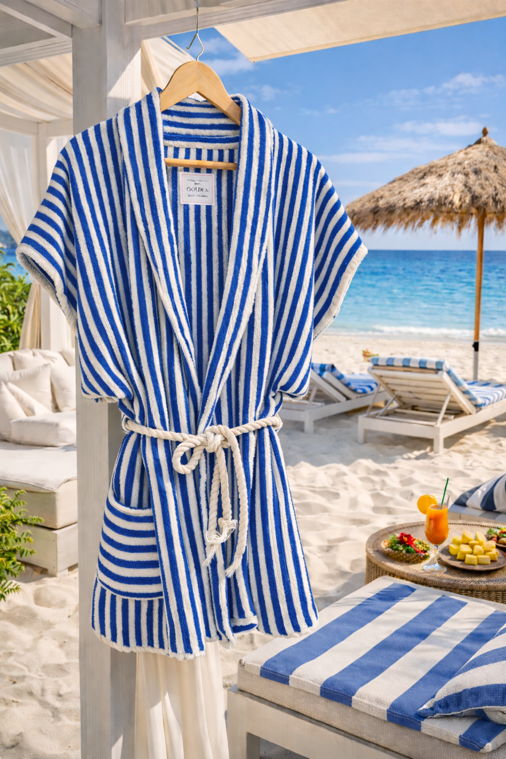 Terry Beach Towel Blazer — Multi Stripe, Sleeveless